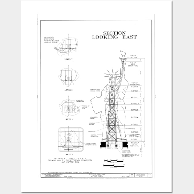 Statue of Liberty Structural Schematic Wall Art by Bravuramedia